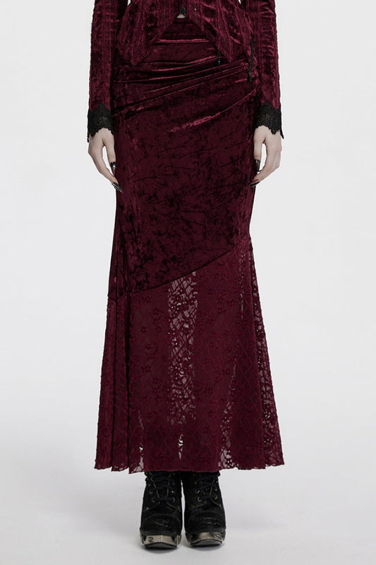 Lolita Skirt - Batwing Hollow, Red, Women's Style, Gothic Style, Lace Trim - main product image