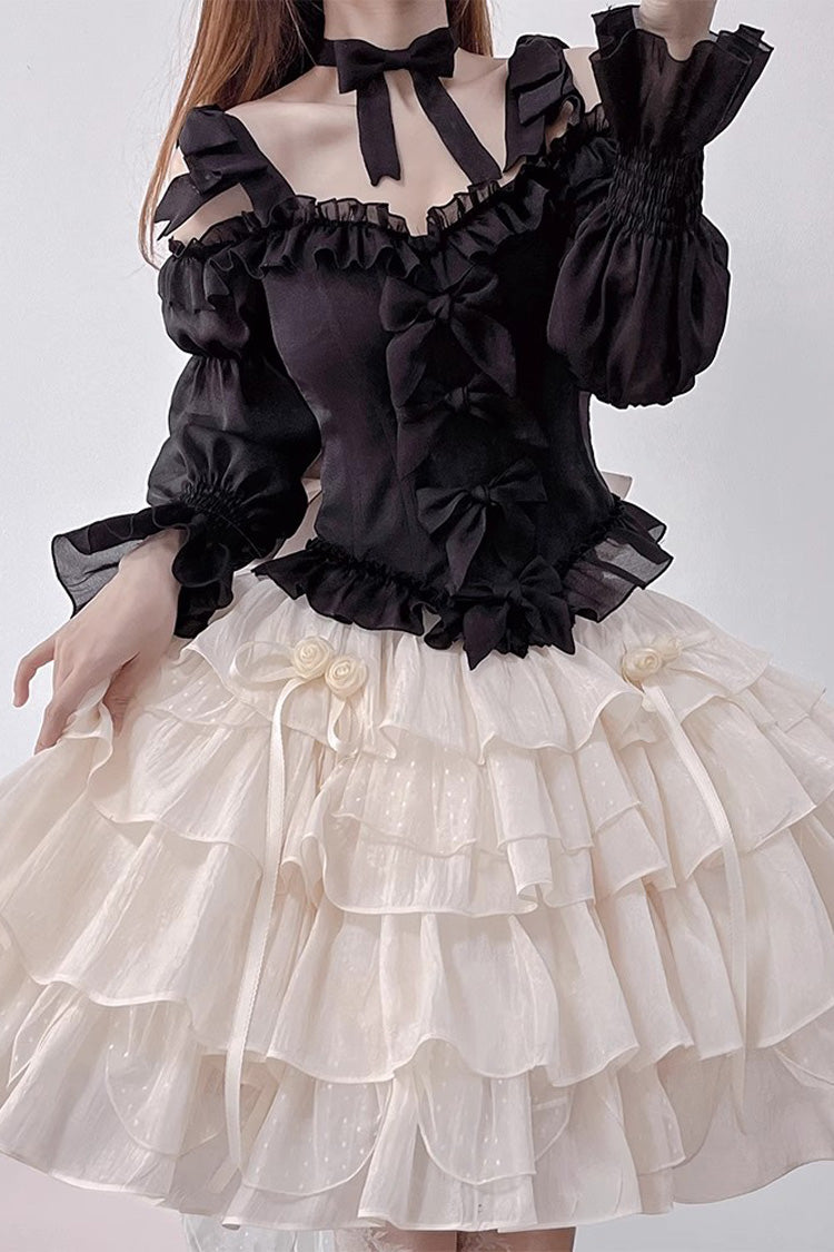 Lolita Skirt - Black/apricot Multi-layer, 2 Colors, Sweet Style, Ruffled - additional product view 4