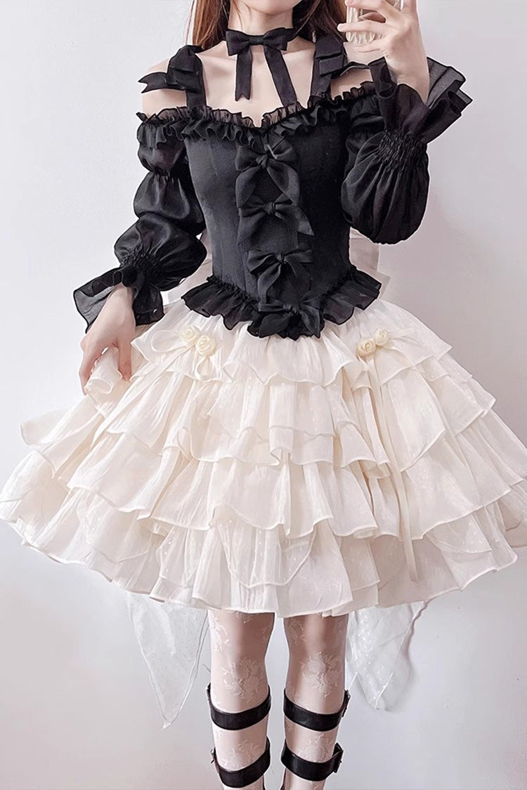 Lolita Skirt - Black/apricot Multi-layer, 2 Colors, Sweet Style, Ruffled - main product image