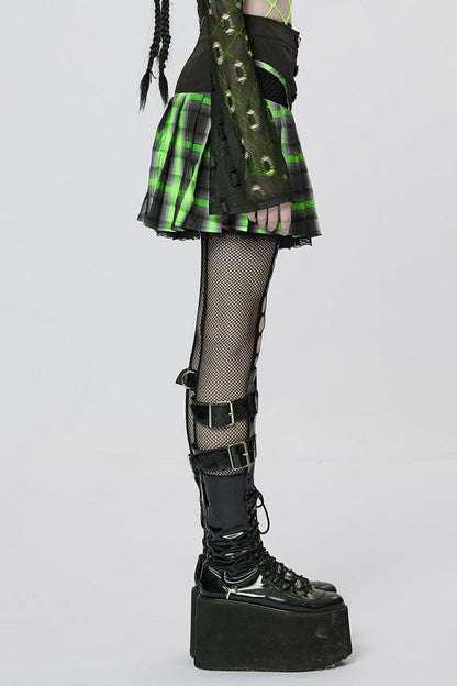 Lolita Skirt - Black/green Double Breasted, 2 Colors, Double-Breasted, Pleated - additional product view 2