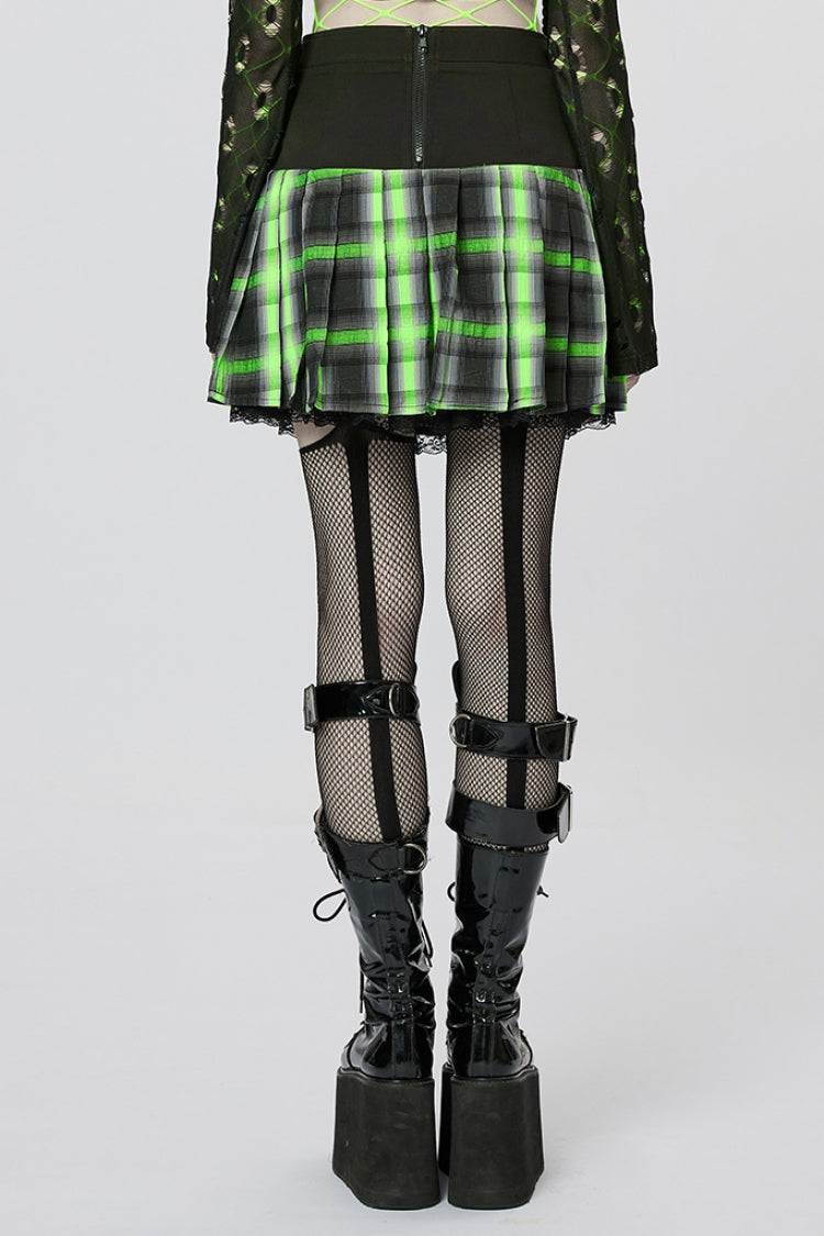 Lolita Skirt - Black/green Double Breasted, 2 Colors, Double-Breasted, Pleated - additional product view 3