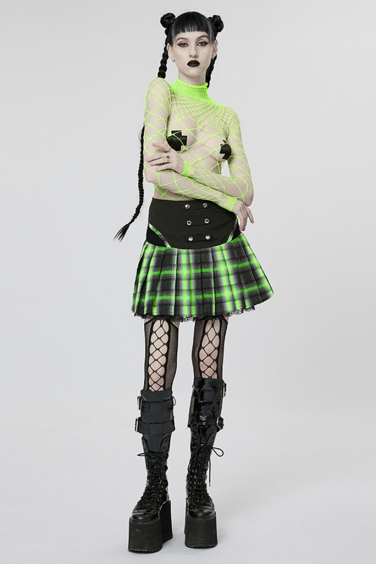 Lolita Skirt - Black/green Double Breasted, 2 Colors, Double-Breasted, Pleated - additional product view 4