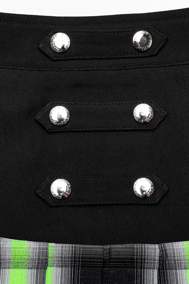 Lolita Skirt - Black/green Double Breasted, 2 Colors, Double-Breasted, Pleated - additional product view 5