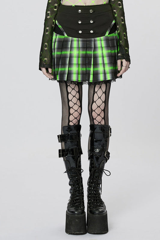 Lolita Skirt - Black/green Double Breasted, 2 Colors, Double-Breasted, Pleated - main product image
