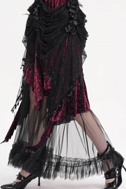 Lolita Skirt - Black/purple Tassels Mesh, 2 Colors, Long Length, Women's Style - additional product view 2
