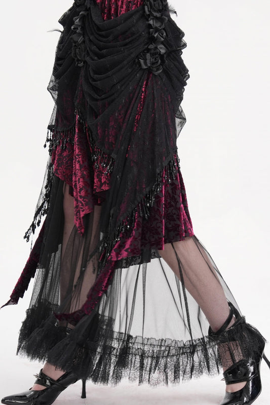 Lolita Skirt - Black/purple Tassels Mesh, 2 Colors, Long Length, Women's Style - additional product view 2