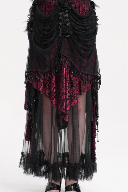 Lolita Skirt - Black/purple Tassels Mesh, 2 Colors, Long Length, Women's Style - additional product view 3