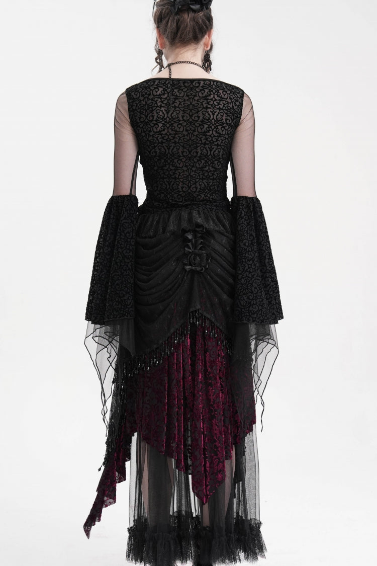 Lolita Skirt - Black/purple Tassels Mesh, 2 Colors, Long Length, Women's Style - additional product view 5