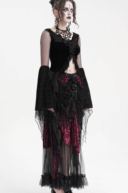 Lolita Skirt - Black/purple Tassels Mesh, 2 Colors, Long Length, Women's Style - additional product view 6