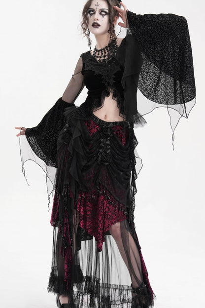 Lolita Skirt - Black/purple Tassels Mesh, 2 Colors, Long Length, Women's Style - additional product view 7