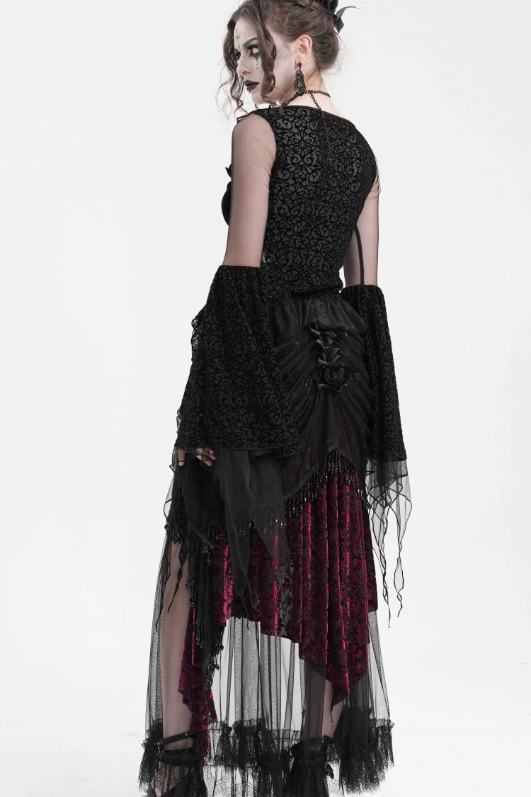 Lolita Skirt - Black/purple Tassels Mesh, 2 Colors, Long Length, Women's Style - additional product view 8