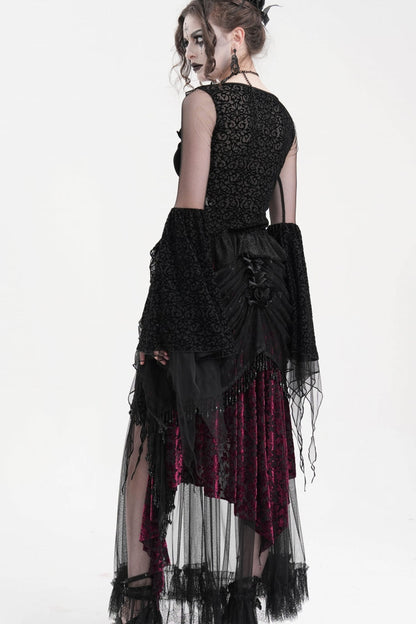Lolita Skirt - Black/purple Tassels Mesh, 2 Colors, Long Length, Women's Style - additional product view 8