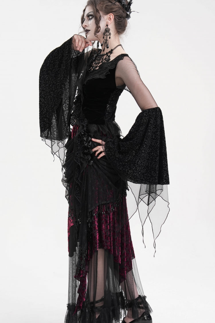 Lolita Skirt - Black/purple Tassels Mesh, 2 Colors, Long Length, Women's Style - additional product view 9