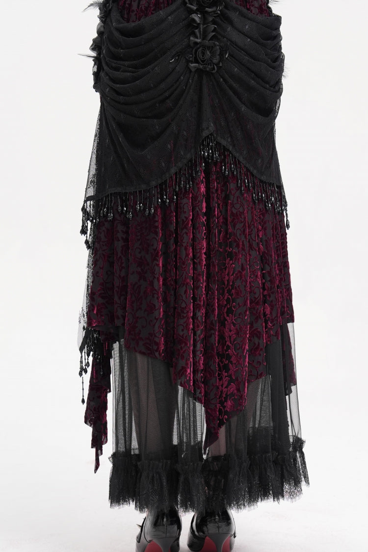 Lolita Skirt - Black/purple Tassels Mesh, 2 Colors, Long Length, Women's Style - additional product view 10