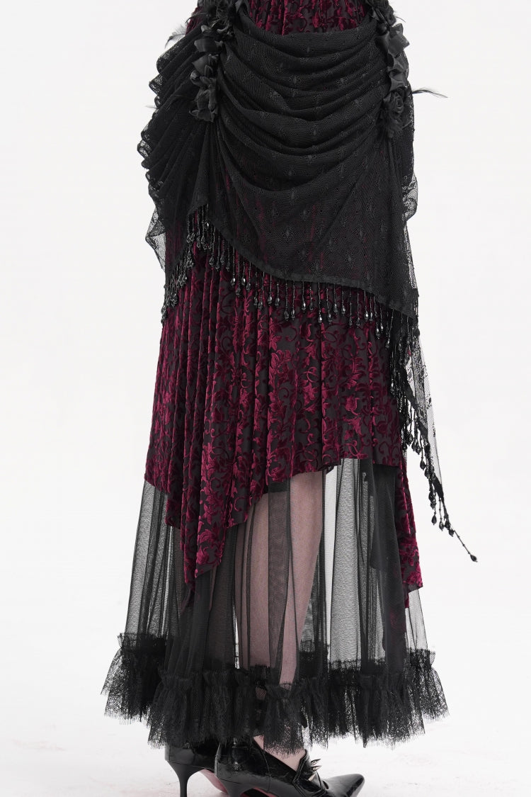 Lolita Skirt - Black/purple Tassels Mesh, 2 Colors, Long Length, Women's Style - additional product view 11