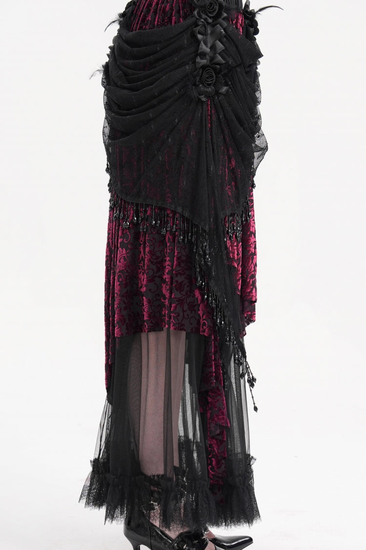 Lolita Skirt - Black/purple Tassels Mesh, 2 Colors, Long Length, Women's Style - additional product view 12