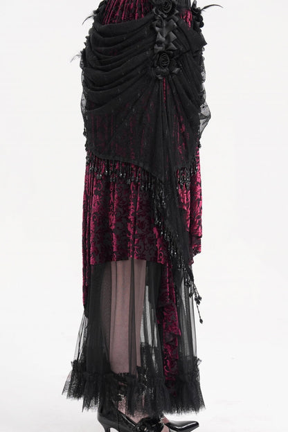 Lolita Skirt - Black/purple Tassels Mesh, 2 Colors, Long Length, Women's Style - additional product view 12