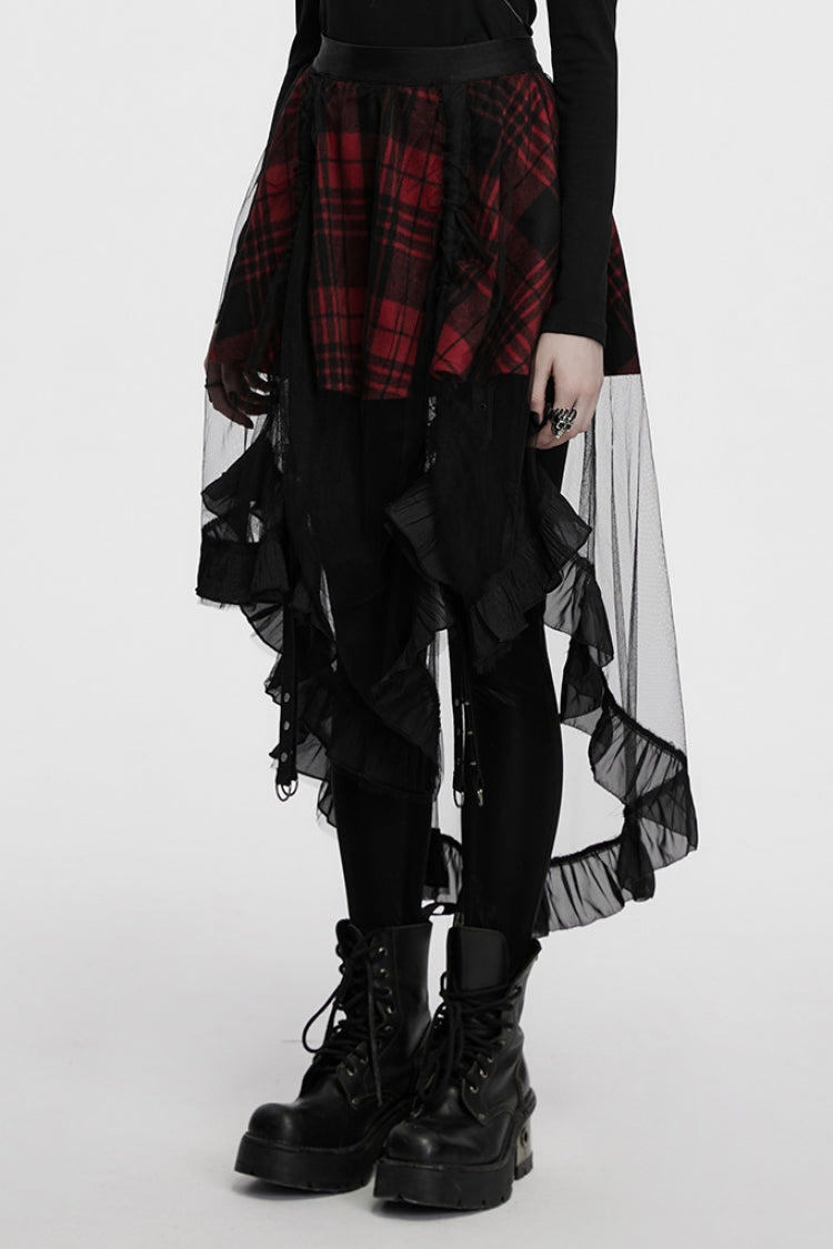 Lolita Skirt - Black/red, 2 Colors, Plaid, Women's Style, Gothic Style - additional product view 2