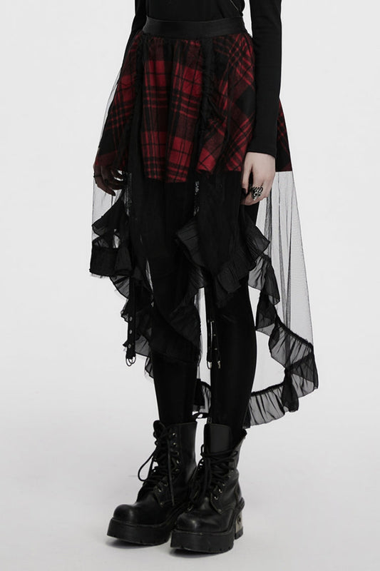Lolita Skirt - Black/red, 2 Colors, Plaid, Women's Style, Gothic Style - additional product view 2