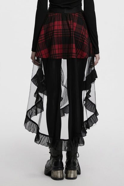Lolita Skirt - Black/red, 2 Colors, Plaid, Women's Style, Gothic Style - additional product view 3