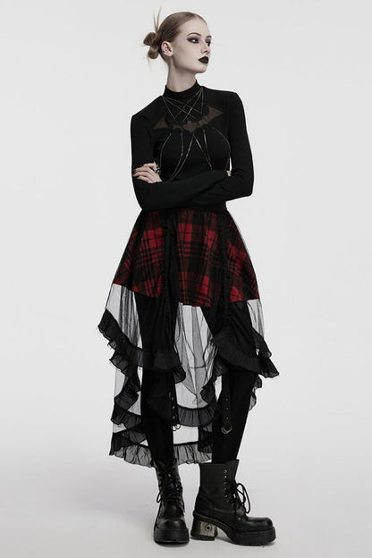 Lolita Skirt - Black/red, 2 Colors, Plaid, Women's Style, Gothic Style - additional product view 4