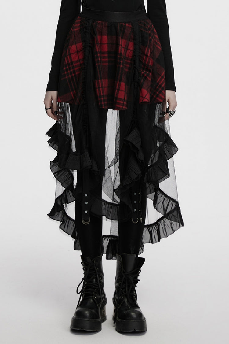 Lolita Skirt - Black/red, 2 Colors, Plaid, Women's Style, Gothic Style - main product image