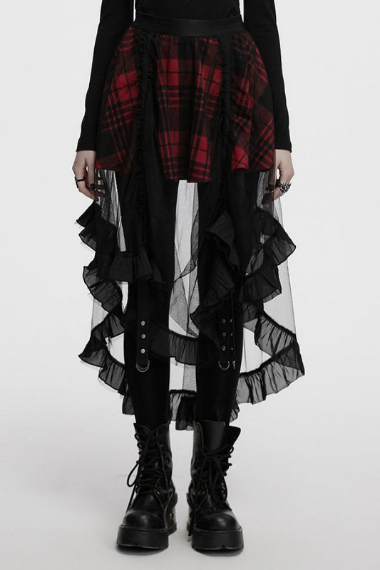 Lolita Skirt - Black/red, 2 Colors, Plaid, Women's Style, Gothic Style - main product image