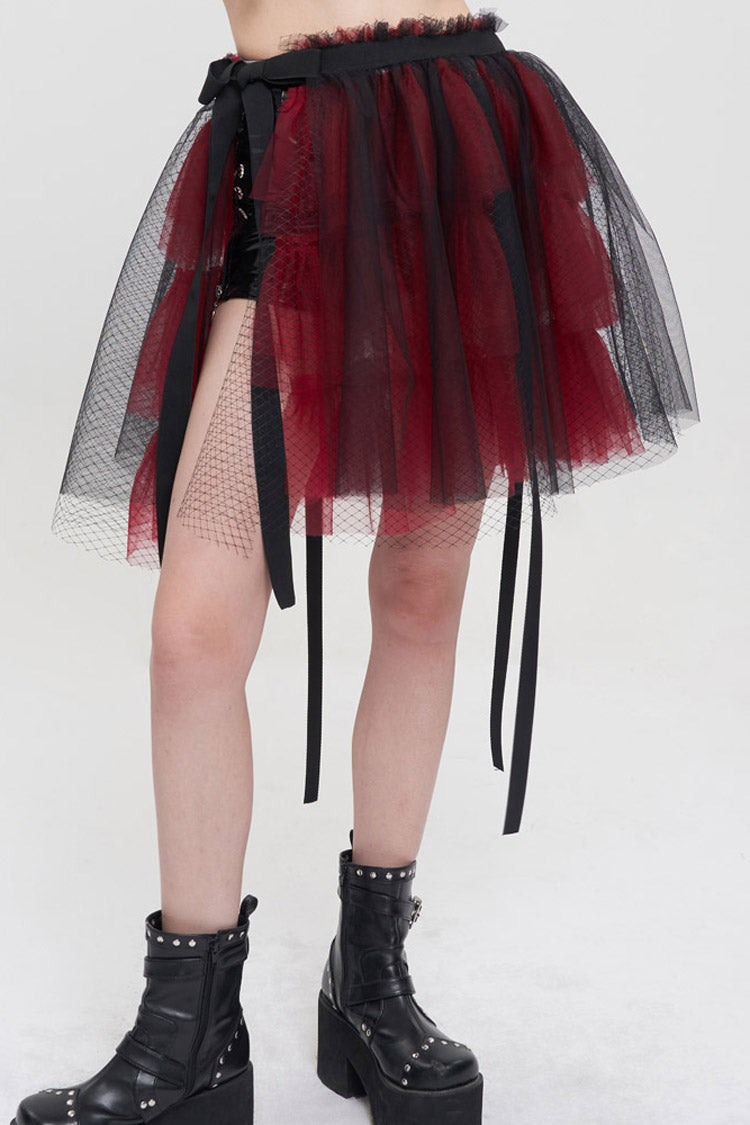 Lolita Skirt - Black/red, 2 Colors, Short Length, Women's Style, Punk Style - additional product view 2