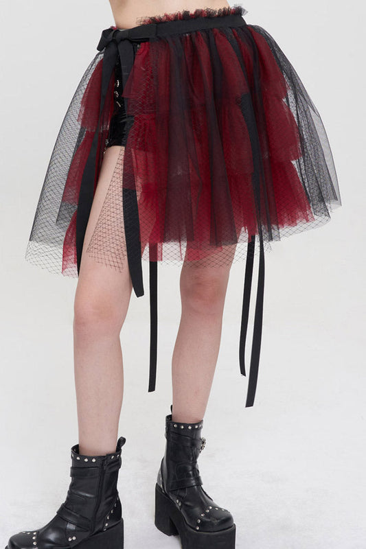Lolita Skirt - Black/red, 2 Colors, Short Length, Women's Style, Punk Style - additional product view 2