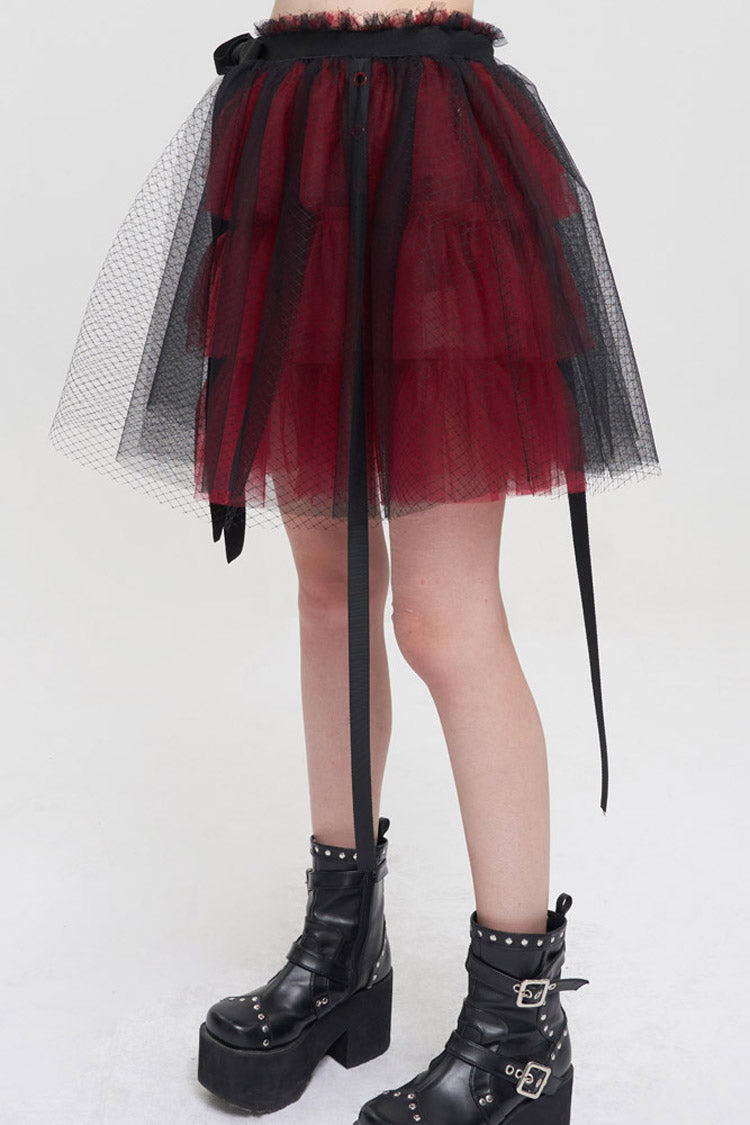 Lolita Skirt - Black/red, 2 Colors, Short Length, Women's Style, Punk Style - additional product view 3