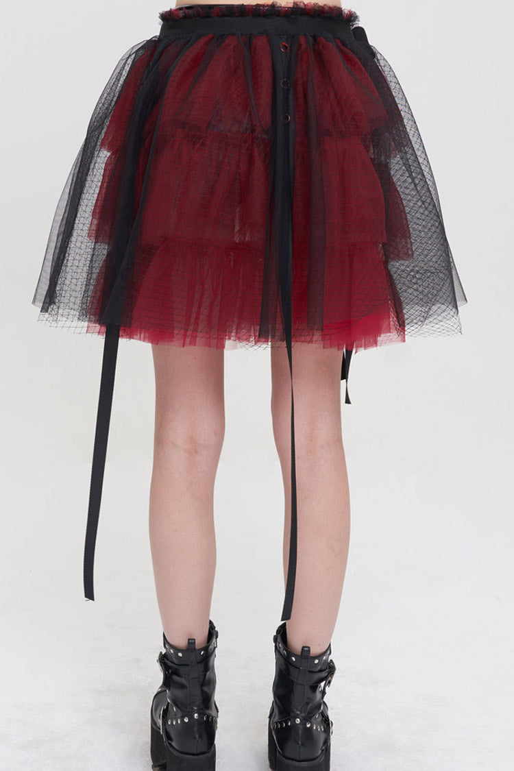 Lolita Skirt - Black/red, 2 Colors, Short Length, Women's Style, Punk Style - additional product view 4