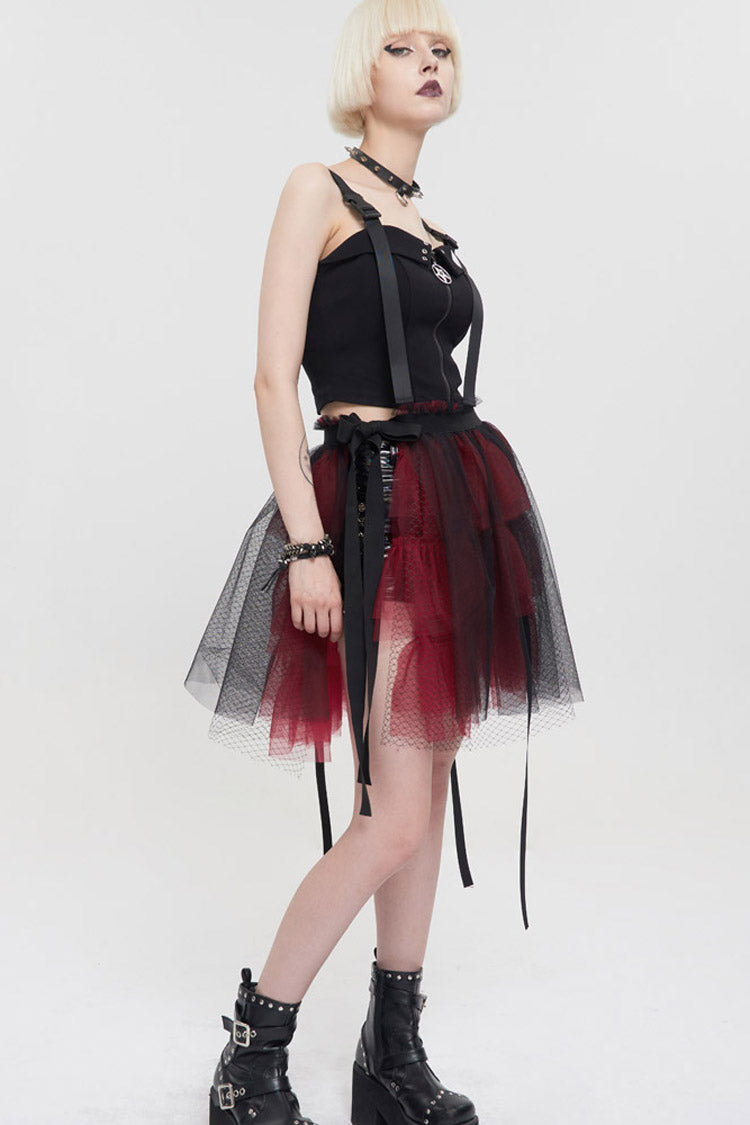 Lolita Skirt - Black/red, 2 Colors, Short Length, Women's Style, Punk Style - additional product view 5