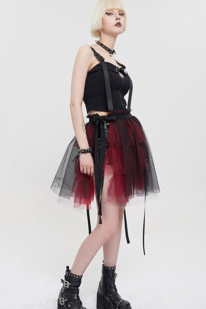 Lolita Skirt - Black/red, 2 Colors, Short Length, Women's Style, Punk Style - additional product view 5