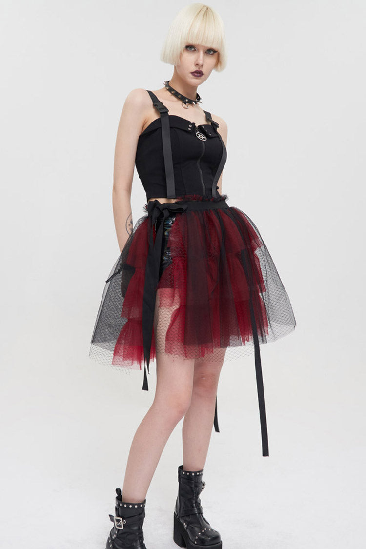 Lolita Skirt - Black/red, 2 Colors, Short Length, Women's Style, Punk Style - additional product view 6
