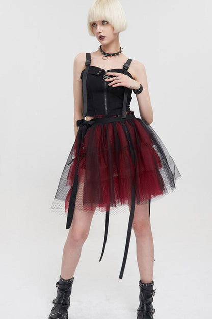 Lolita Skirt - Black/red, 2 Colors, Short Length, Women's Style, Punk Style - additional product view 7