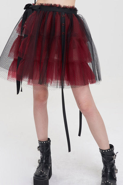Lolita Skirt - Black/red, 2 Colors, Short Length, Women's Style, Punk Style - main product image