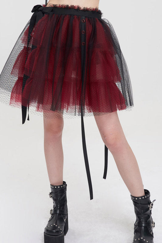 Lolita Skirt - Black/red, 2 Colors, Short Length, Women's Style, Punk Style - main product image