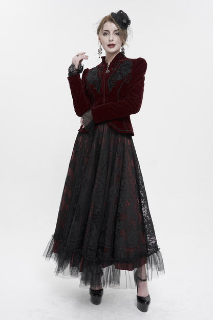Lolita Skirt - Black/red, 2 Colors, Women's Style, Gothic Style, Lace Trim - additional product view 4