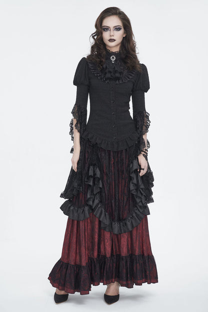 Lolita Skirt - Black/red, 2 Colors, Women's Style, Lace Trim, Ruffled - additional product view 3
