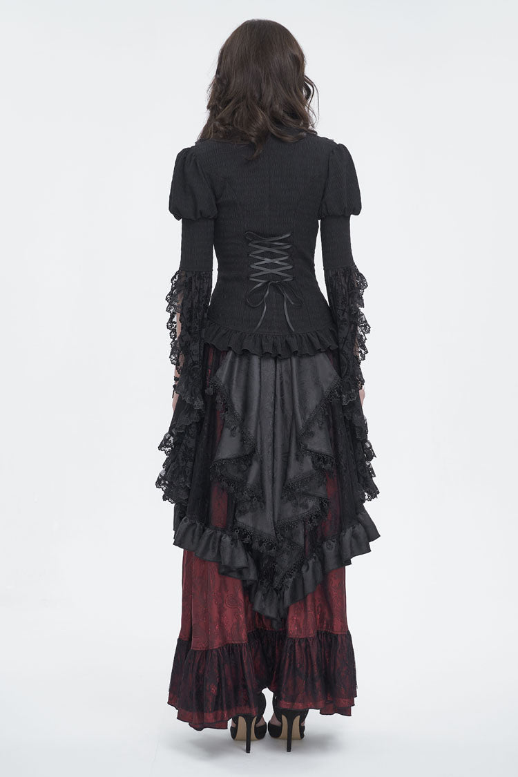 Lolita Skirt - Black/red, 2 Colors, Women's Style, Lace Trim, Ruffled - additional product view 4