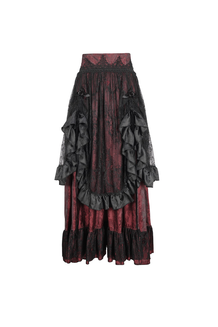 Lolita Skirt - Black/red, 2 Colors, Women's Style, Lace Trim, Ruffled - additional product view 5