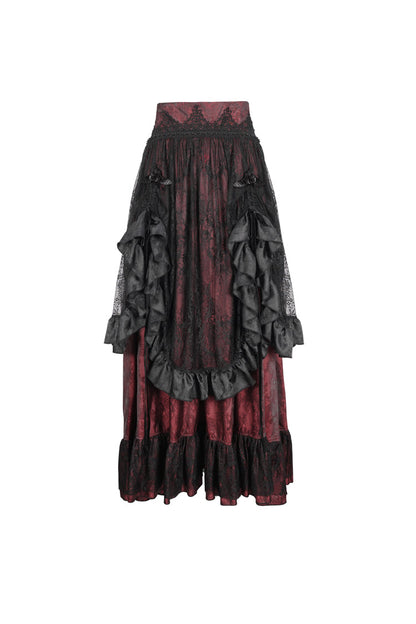 Lolita Skirt - Black/red, 2 Colors, Women's Style, Lace Trim, Ruffled - additional product view 5