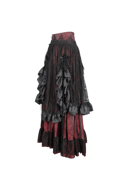 Lolita Skirt - Black/red, 2 Colors, Women's Style, Lace Trim, Ruffled - additional product view 6