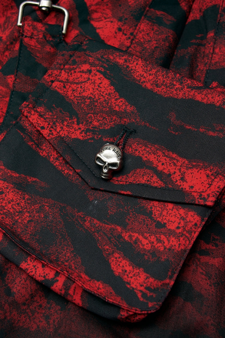 Lolita Skirt - Black/red Abstract Print Metal, 2 Colors, Buckle Detail, Women's Style - additional product view 5