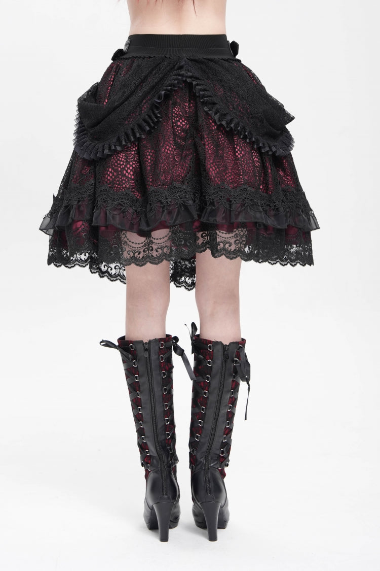 Lolita Skirt - Black/red Multi-layered, 2 Colors, Buckle Detail, Women's Style - additional product view 3
