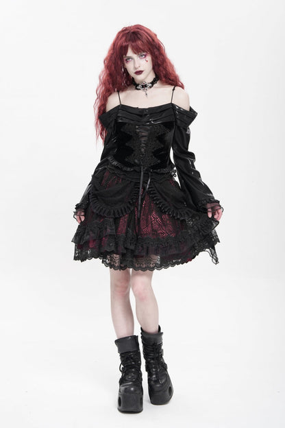 Lolita Skirt - Black/red Multi-layered, 2 Colors, Buckle Detail, Women's Style - additional product view 5