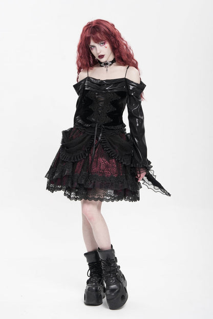 Lolita Skirt - Black/red Multi-layered, 2 Colors, Buckle Detail, Women's Style - additional product view 7