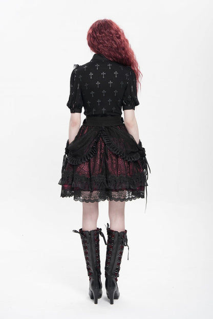 Lolita Skirt - Black/red Multi-layered, 2 Colors, Buckle Detail, Women's Style - additional product view 8