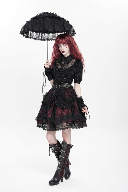 Lolita Skirt - Black/red Multi-layered, 2 Colors, Buckle Detail, Women's Style - additional product view 14