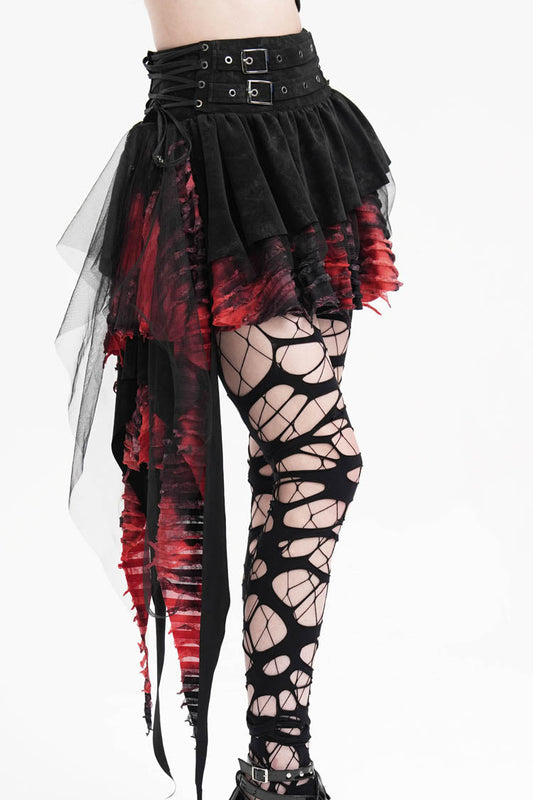 Lolita Skirt - Black/red Stitching Irregular, 2 Colors, Women's Style, Gothic Style - additional product view 2